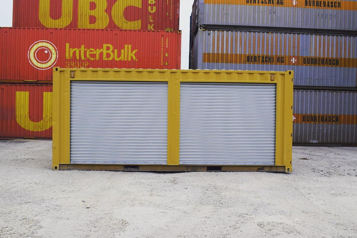 Yellow 20ft Used Container – Dual Side Roll-Up Doors